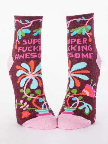 The V Spot_Super Fucking Awesome Women's Ankle Socks_Blue Q
