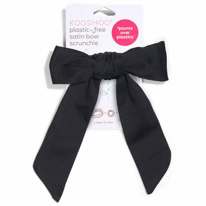 Black Satin Bow Scrunchie