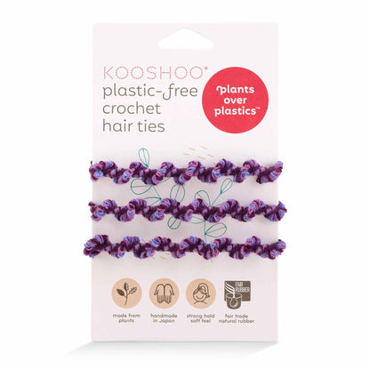 KOOSHOO Plastic Free Crochet Hair Ties Purple Frost