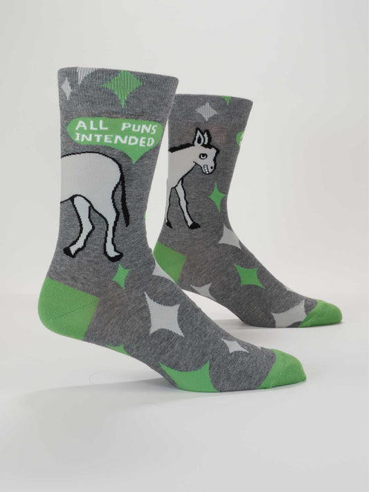 Blue Q All Puns Intended Men's Crew Socks
