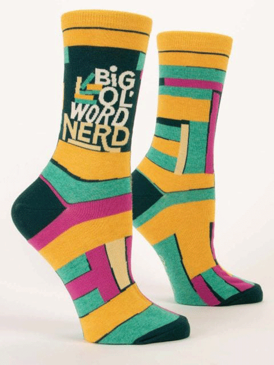 Blue Q Big Ol' Word Nerd Crew Socks