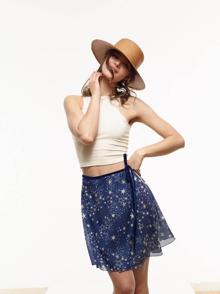 The V Spot_Ballet Chiffon Wrap Skirt Star Print 2_Vaute