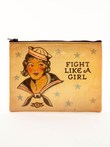 The V Spot_Fight LIke A Girl Zipper Pouch_Blue Q