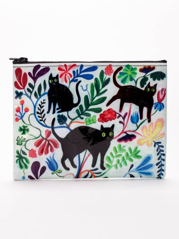 The V Spot_Here Kitty Zipper Pouch_Blue Q