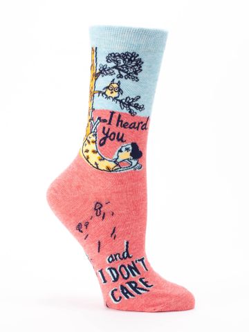 The V Spot_I Heard You And I Don't Care Women's Crew Socks_Blue Q