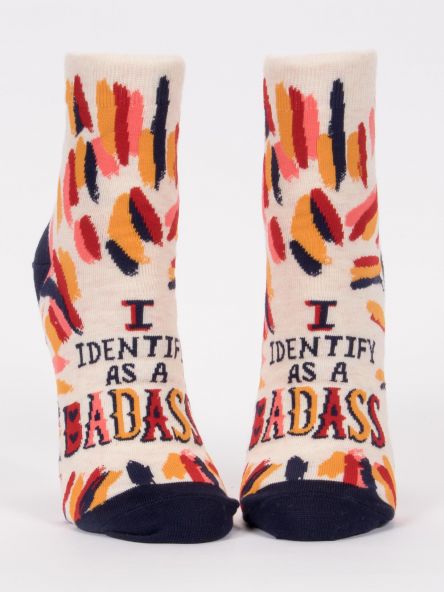 The V Spot_I Identify As A Badass Ankle Socks_Blue q