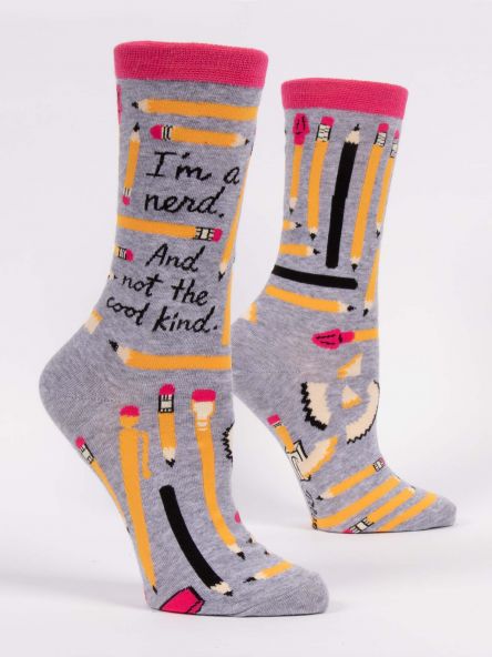 The V Spot_I'm A Nerd Crew Socks_Blue Q