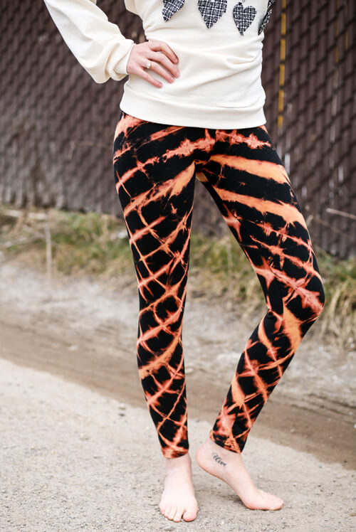 Organic Leggings Tiger Stripe Tie Dye by Indigo Apparel - The V-Spot