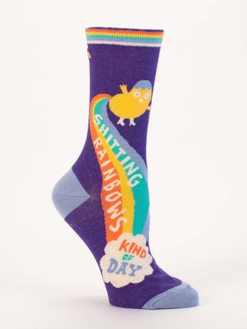 The V Spot_Shitting Rainbows Kind of Day Women's Crew Socks_Blue Q