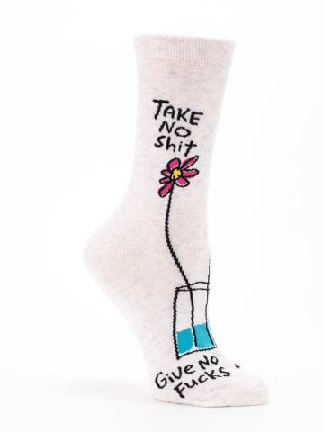The V Spot_Take No Shit Give No Fucks Women's Crew Socks_Blue Q